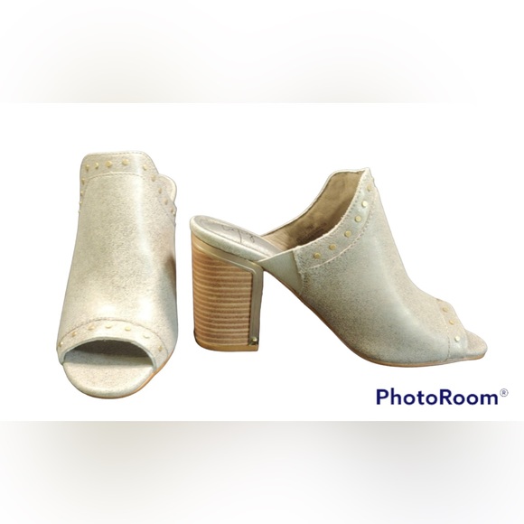 NEW LATIGO SERICA leather sandal grey 7 open toe block wooden heel - Picture 3 of 9